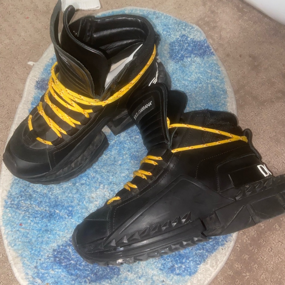 Dolce and gabanna super king sneakers Stylish Black and Yellow Men's Shoes
